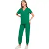 Uniformes médicos personalizados com etiquetas de tecido, uniformes de enfermagem pós-parto com decote V em poliéster, vestuário médico, disponíveis para pedidos em atacado a partir de uma peça, em estoque para entrega direta