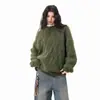 Nuevo Suéter de Punto Cruz Cuello Redondo para Mujer Otoño Invierno Retro Holgado Casual Versátil Top de Punto