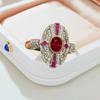 Anel Europeu e Americano de Cor Exagerada Corindo Vermelho Tesouro Moda Luxo Leve Elegante Aberto Ajustável Diamante de Alto Carbono Cor Vermelho Sangue de Pombo Anel Feminino