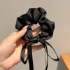 Scrunchie lenço quadrado estilo pastoral francês para meninas e crianças, elástico de cabelo doce com laço para coques, acessório de cabelo