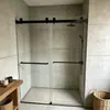 Exclusivo para Comércio Exterior, Box de Banho com Porta Dupla Deslizante Sem Moldura com Vidro Temperado de 8/10mm, Personalizado para Projetos de Banheiro, Hotel e Pousada