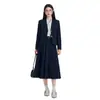 Atuendo formal para entrevista de estudiante universitario, ropa profesional estilo universitario, blazer de manga larga, traje de falda plisada, ropa de trabajo para maestra en otoño
