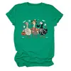 Amazon eBay Loja Independente Casual Divertido Feminino Três Patos de Halloween Múmia Fazendeiro Gola Redonda Manga Curta