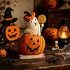 Novo produto transfronteiriço Figura de Madeira Fantasma de Abóbora Ornamento de madeira de fantasma de abóbora de Halloween