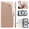 Adecuado para Funda de Teléfono Móvil Iphone18Duo, Funda de Cuero para Mujer Apple 17Pro, 15 con Correa con Patrón de Lichi, Tapa Flip, Funda Protectora