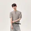 Suministro Exclusivo Transfronterizo Estilo Coreano Simple Estilo Old Money Camiseta Casual de Punto de Manga Corta Camisa Polo Top Versátil Cleanfit