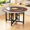 Mesa de Jantar Redonda Grande Espessada para 10 Pessoas, Tampo de Mesa Redondo Expansível Dobrável para Banquete Casa Hotel, Mesa de Jantar Redonda para 12 Pessoas