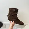 Botas de punta con hebilla de moda con diseño interior que aumenta la altura, nuevas botas cortas estilo western americano para mujer, botines estilo hot girl