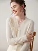 Nuevo Cárdigan de Encaje y Cachemira con Cuello en V para Otoño e Invierno, Suave con la Piel, para Mujer, Holgado, Talla Grande, Camiseta Interior de Punto