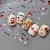Nuevas Pegatinas para Uñas Delgadas Resistentes de Gel Estilo Japonés Dibujos Animados Suaves Lindas Cachorro Dachshund Corazón Cereza Lazo Pegatinas para Uñas
