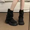 Botas de chimenea Maillard de suela gruesa para mujer 2026 nuevo otoño/verano estilo británico para meter por el pantalón botas Martin botas cortas de media caña holgadas