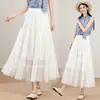 Falda de malla para pastel para mujer, falda de longitud media, nueva falda de línea A adelgazante de cintura alta para primavera-verano, falda de hada versátil