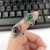 Anillo de Nepal de piedra de uva natural plata 925 lujo ligero retro elegante anillo femenino anillo exagerado otoño e invierno
