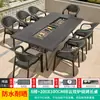 Mojia (MO JIA) Mesas e Cadeiras Pretas Mojia para Exterior Sala de Lazer no Pátio Terraço Celebratório Externo Mesa de Jantar para Vila