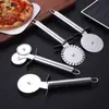 Cortador de pizza de rodillo de acero inoxidable para el hogar, creativo, de doble rueda, con encaje, cuchillo de rueda para hornear, utensilio de cocina