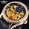 Novo Vencedor Moda Masculina Estilo Europeu e Americano Relógio de Cinturão Vazado Retro com Strass Relógio Mecânico Automático