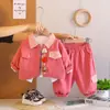 2026 Nueva Chaqueta de Trabajo Elegante y Linda de Primavera y Otoño para Niñas de 0 a 5 Años, Conjunto de Tres Piezas de Manga Larga, Fabricante Trendy 3