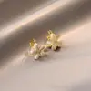 Pendientes Florales Vintage de Doble Cara Estilo Francés, Lujo Ligero Nicho Diseño Único con un Toque de Alta Gama, Accesorios para Orejas Suaves y Elegantes