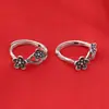 Anillo de Plata de Ley 99% Plata Pura Soporte Pequeño de Flor Rama de Ciruelo Anillo Retro Boca Vieja Viva Anillo Ajustable para Dedo Índice
