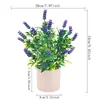 Conjunto de bonsai de planta verde lavanda artificial de plástico, popular decoração de casa vintage transfronteiriça, plantas em vaso artificiais e ornamentos de flores artificiais