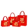Bolsas da Sorte de Ano Novo de Alta Qualidade em Estoque, Impermeáveis, Espessadas, Tridimensionais, Sacolas Tote Publicitárias Promocionais, Bolsas de Mão de Lona Vermelha
