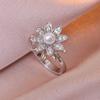 Anillo para Mujer Transfronterizo Micro-Incrustado Flor Giratorio Zircón Temperamento Estilo Cool Diamante Completo Anillo de Amor Joyería al Por Mayor