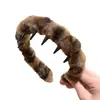Faixa de Cabelo Peluda Dentada Estampa de Leopardo Retrô para Outono e Inverno para Mulheres, Presilha Antiderrapante para Lavar o Rosto, Novo Adereço de Cabeça Versátil de Crânio Alto