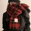 Cachecol de Natal para Mulheres no Inverno Estilo Coreano Versátil de Alta Qualidade Cachecol Xadrez Vermelho para Estudantes Casais Xale Quente Espessado