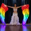 Abanico largo de seda degradado LED luminoso para danza, abanico de danza, accesorios de danza del vientre, actuación en bar, abanico multicolor
