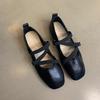 Zapatos Mary Jane Rojos con Tira Cruzada Francesa Nueva, Planos de Punta Cuadrada para Mujer, Bajos de Noche de Hada, Zapatos de Ballet