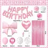 Venda Quente Transfronteiriça Conjunto de Balões Roxos Rosa com Laço Decoração de Festa de Aniversário Cortina de Franjas Flores de Papel Suprimentos