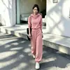 Conjunto de Sudadera Deportiva Casual Estilo Coreano 2026 para Mujer, Corte Holgado, Rejuvenecedor, Moderno Conjunto Rosa de Dos Piezas para Otoño e Invierno
