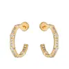 Novos Brincos Banhados a Cobre com Ouro 18K Real Incrustado Microcravejados com Zircônia Brincos com Pino de Prata S925 Brincos Personalizados Estilo Hip-Hop Doce e Cool