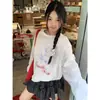 Gola Camisa [Tecido Original] Estilo Coreano Camiseta Branca de Manga Longa Relaxada para Mulheres, Peça para Cobrir Sol de Verão Nicho Solta