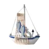 Adornos de Modelo de Barco Estilo Mediterráneo Velero de Madera Navegación Fluida Adornos de Decoración Adornos de Escritorio Decoraciones para el Hogar