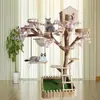 Marco de escalada grande para gatos Árbol para gatos Tronco de árbol de madera maciza Juguete para gatos Casa para gatos Nido para gatos Plataforma de salto Árbol decorativo integrado para cafetería de gatos