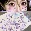 Accesorios para el rostro de maquillaje de abanico morado, pegatinas faciales para el concierto de Xu Song, lazos de pedrería, maquillaje de ojos, pequeños accesorios de diamantes