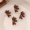 Presilha de Cabelo Fofa de Urso de Veludo com Franja, Novo Prendedor Lateral para Franja, Acessório de Cabelo com Presilha Bico de Pato