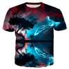Camiseta Casual Masculina de Manga Curta com Estampa 3D de Estrela de Kung Fu Nova Chegada Transfronteiriça Fornecimento de Comércio Exterior