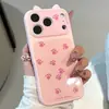 Adequado para Apple 18Promax, Orelhas de Gato, Tela Cheia, Patinhas de Gatinho Fofas, Capas Macias e Rígidas Personalizadas para iPhone