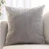 Almofada Decorativa de Veludo Cotelê, Capa de Almofada Simples Moderna Lisa em Preto, Branco e Cinza, Almofada para Encosto de Sofá de Sala de Estar com Enchimento, Almofada para Bay Window