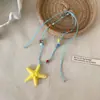 Colar Longo em Camadas Estrela-do-Mar Dopamina de Verão para Mulheres, Nova Corrente de Clavícula Estilo Férias na Beira-Mar, Acessório de Design Exclusivo