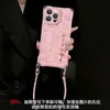 Cada vez más popular, adecuado para funda de teléfono Apple 17 Pro Max, iPhone 15 con cordón en las cuatro esquinas, 16 con cuero chapado en oro, 14 para mujeres