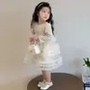 Nuevo Vestido de Manga Larga de Rendimiento Otoño/Invierno 2026 para Niñas, Dulce Vestido de Princesa, Vestido Abullonado, Vestido Pastel Estilo Chanel para Niña Pequeña