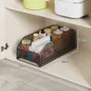 Prateleira de armazenamento para cozinha, porta-temperos estreito retrátil, cesta retrátil para armário, organizador de espaço estreito dentro do armário, caixa de armazenamento de gaveta sob a pia