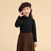 Otoño e invierno nuevo top cálido de cuello semi alto para niños de terciopelo para niños de manga larga cepillada camisa básica para niña que combina con todo