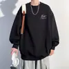 Moletom com capuz de algodão-poliéster, estilo Hong Kong, tendência ins, marca nova, outono e inverno, gola redonda com forro de fleece, top jaqueta versátil