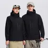 Chaqueta Softshell para Exteriores para Mujer Otoño Cortavientos Deportiva de una Sola Capa con Capucha Chaqueta Abrigo Hombres Ropa Casual para Senderismo y Montañismo