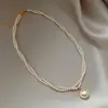 Colar Corrente de Pérolas de Vidro Dupla Camada Estilo Francês para Mulheres, Elegante e Estiloso, Moderno e Fashion, Acessório de Pérolas Artificiais Enrolável