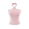 Camisola Sexy Coreana para Niña con Escote Halter y Almohadillas en el Pecho para Verano 2026, Top Corto sin Espalda para Ropa Exterior